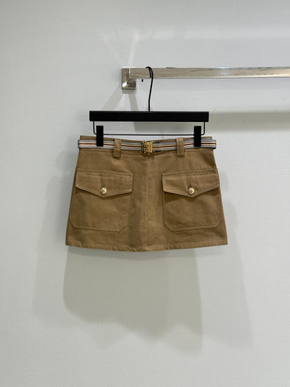 M 25SS Early Spring Work Pocket Belt Skirt