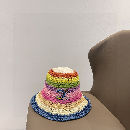 2025 Summer New Rainbow Braided Bucket Hat