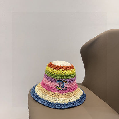 2025 Summer New Rainbow Braided Bucket Hat