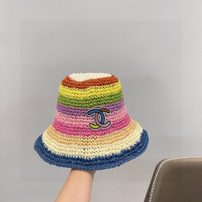 2025 Summer New Rainbow Braided Bucket Hat