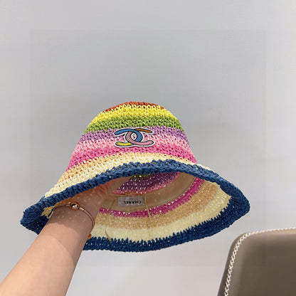 2025 Summer New Rainbow Braided Bucket Hat