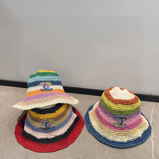 2025 Summer New Rainbow Braided Bucket Hat