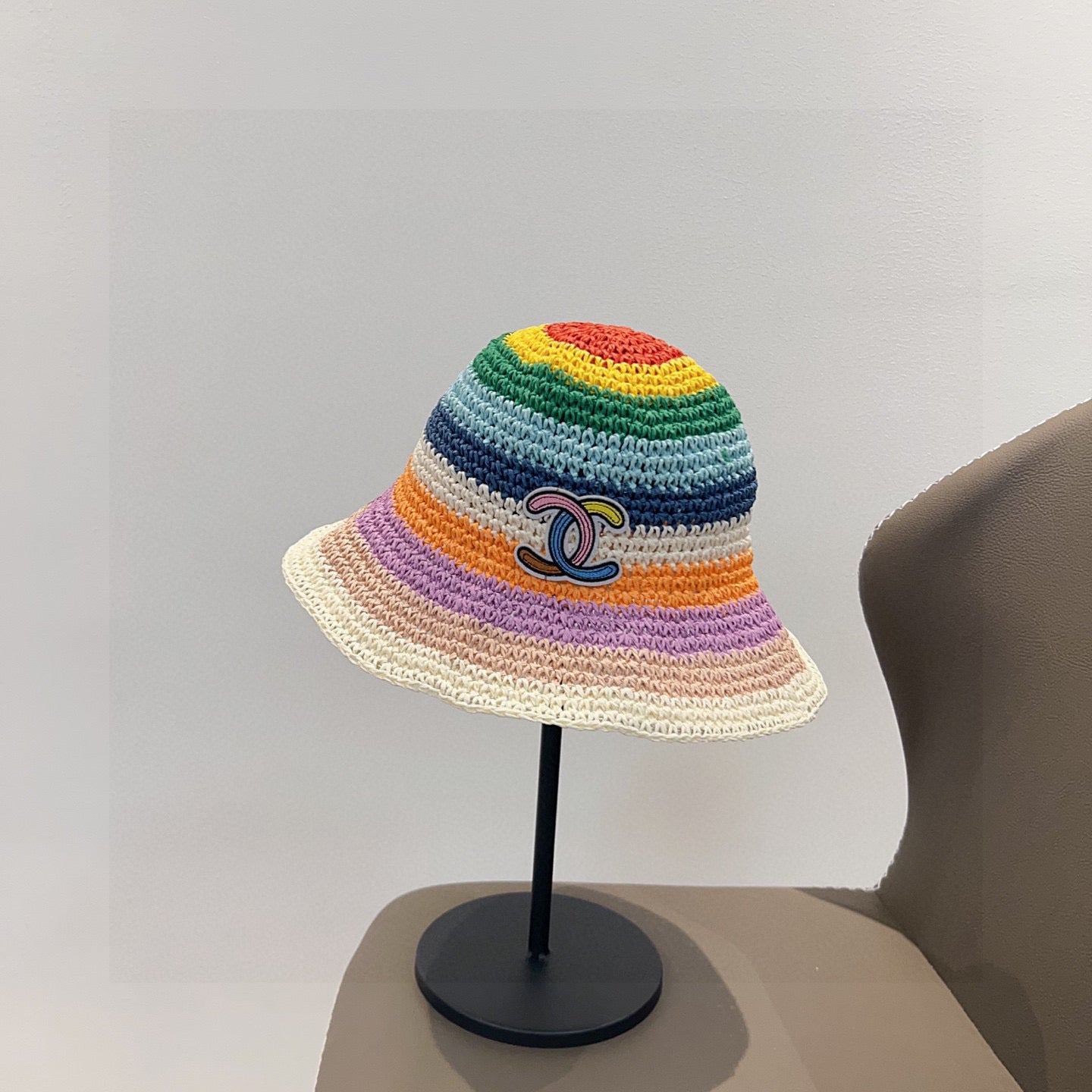 2025 Summer New Rainbow Braided Bucket Hat