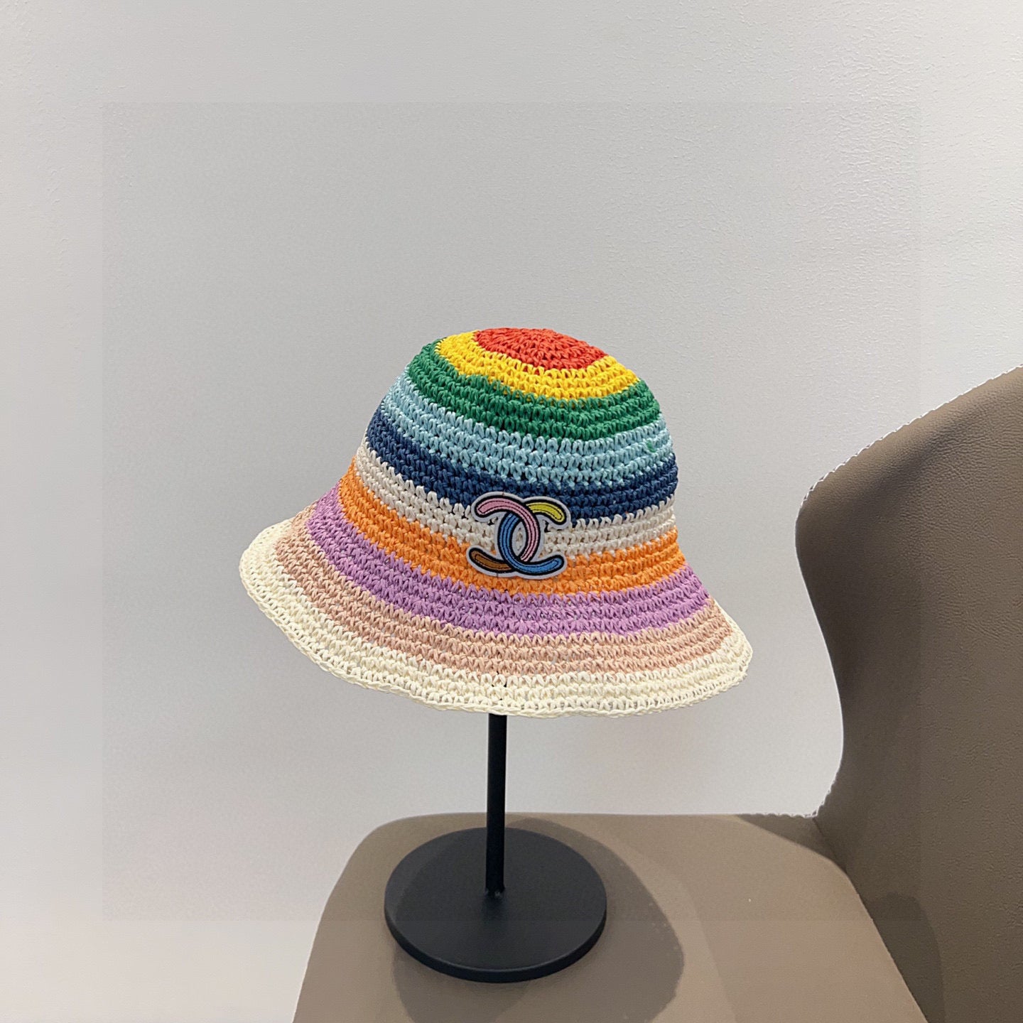 2025 Summer New Rainbow Braided Bucket Hat