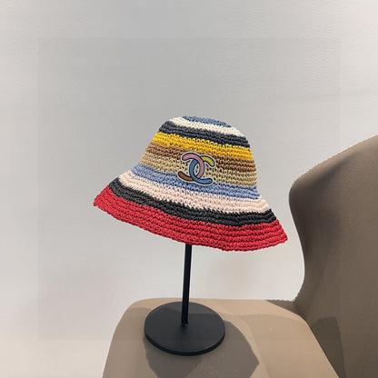 2025 Summer New Rainbow Braided Bucket Hat