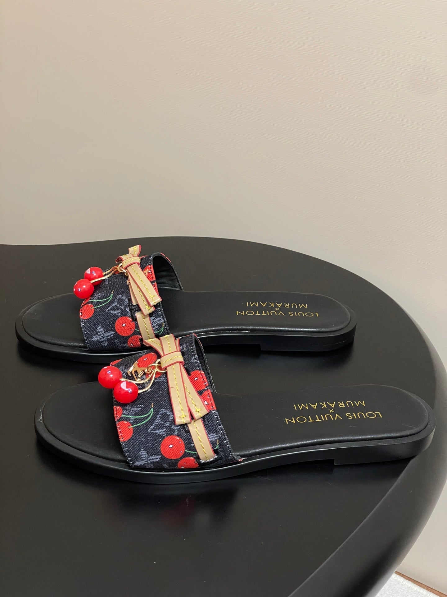 25ss new spring and summer classic monogram elements with cherry pendant flat sandals