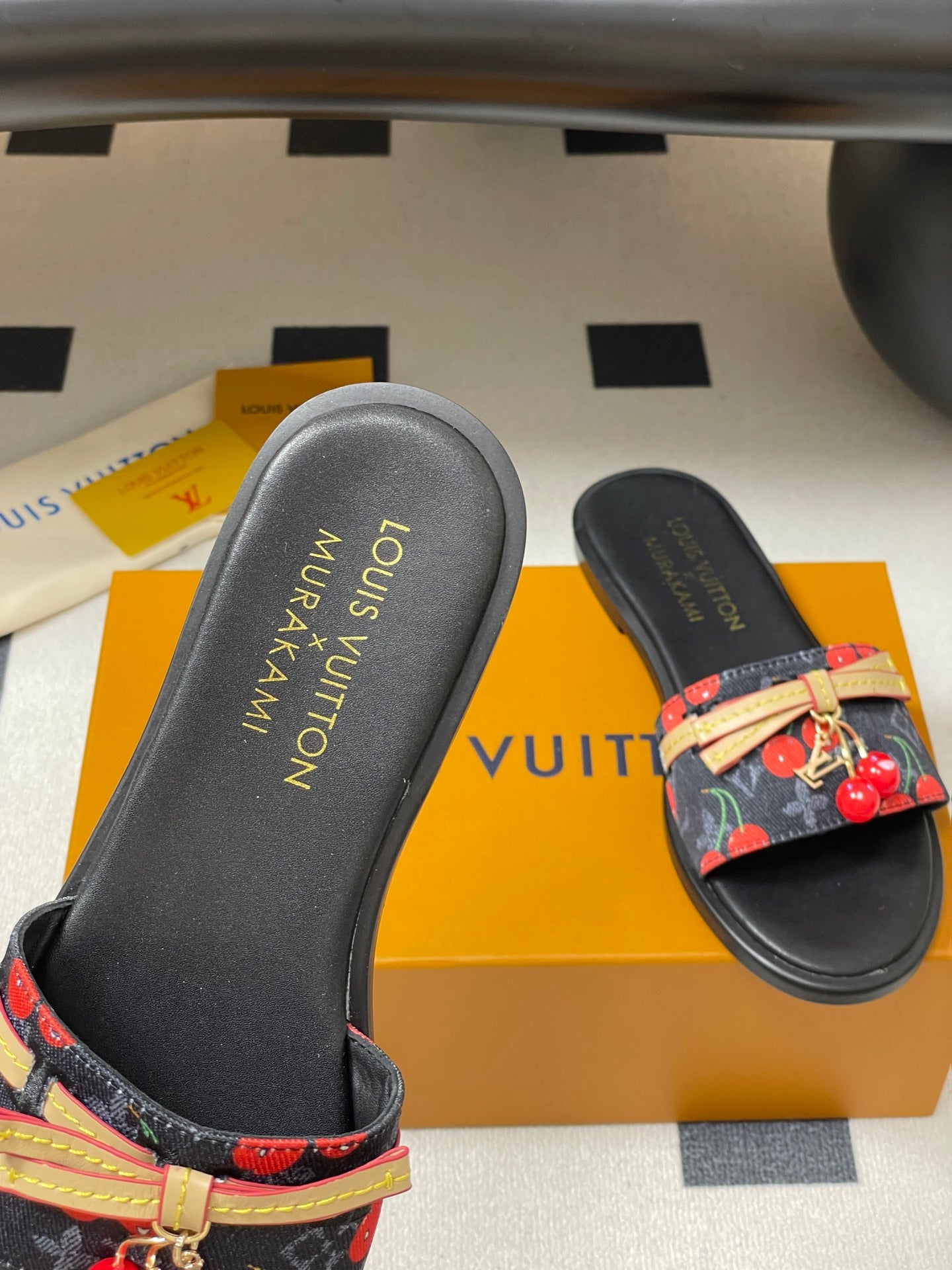 25ss new spring and summer classic monogram elements with cherry pendant flat sandals