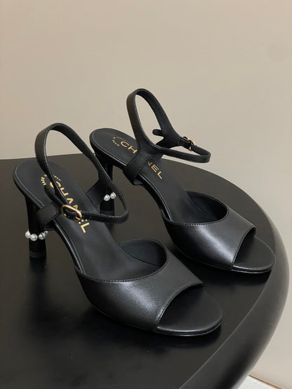 25s Spring and Summer New High Heels Buckle Pearl Heels