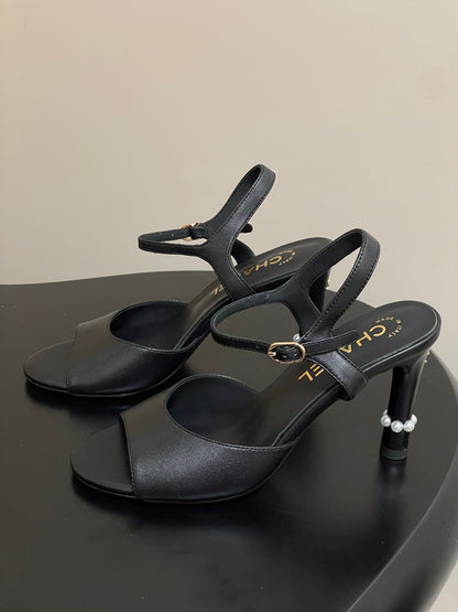 25s Spring and Summer New High Heels Buckle Pearl Heels
