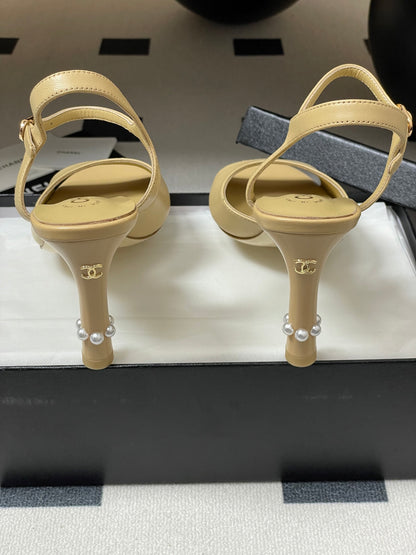 25s Spring and Summer New High Heels Buckle Pearl Heels