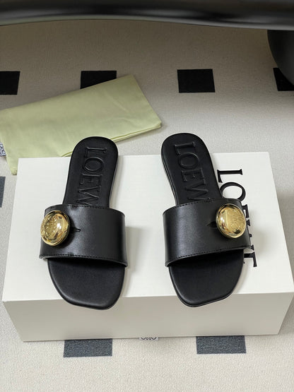 25ss Spring and Summer New Small Golden Ball Slippers