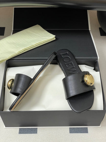 25ss Spring and Summer New Small Golden Ball Slippers