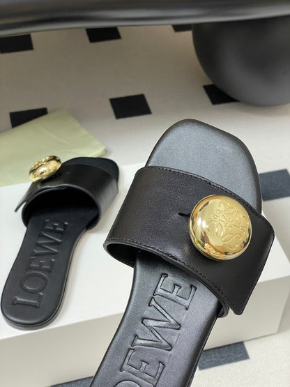 25ss Spring and Summer New Small Golden Ball Slippers