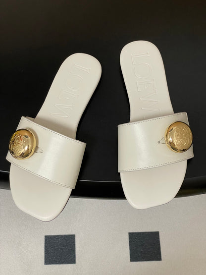 25ss Spring and Summer New Small Golden Ball Slippers