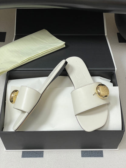 25ss Spring and Summer New Small Golden Ball Slippers