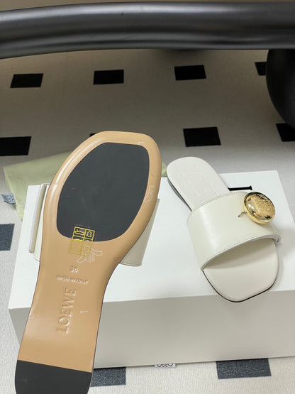 25ss Spring and Summer New Small Golden Ball Slippers