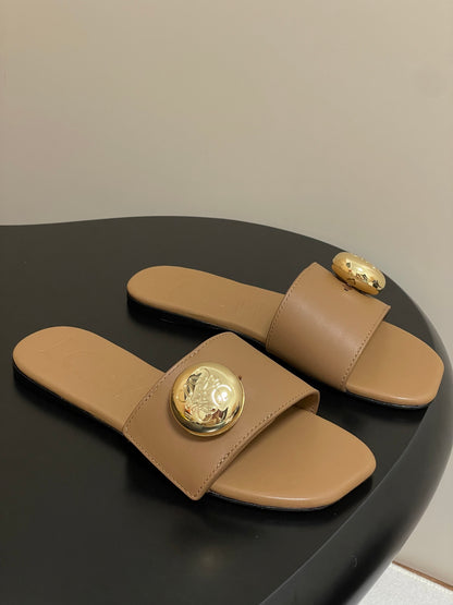 25ss Spring and Summer New Small Golden Ball Slippers