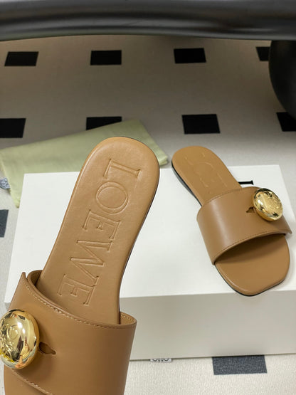 25ss Spring and Summer New Small Golden Ball Slippers