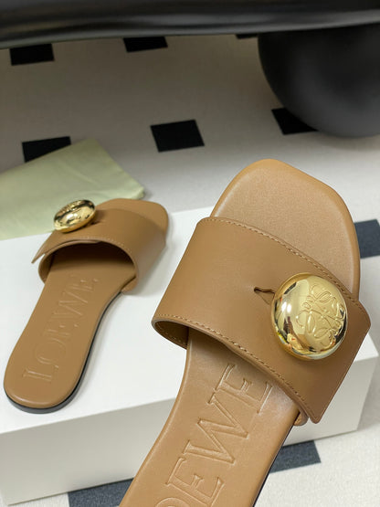 25ss Spring and Summer New Small Golden Ball Slippers