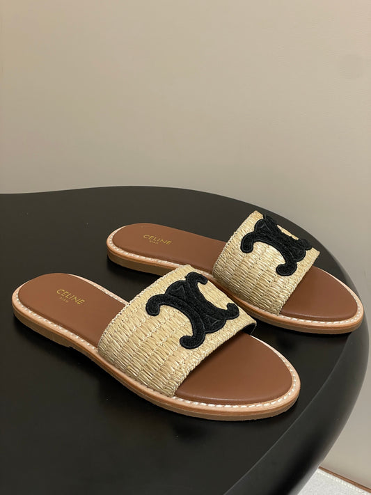 25ss Spring and Summer New Retro Straw Slippers