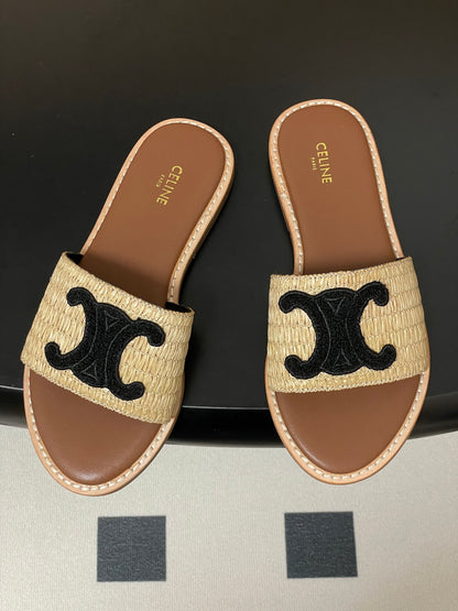 25ss Spring and Summer New Retro Straw Slippers