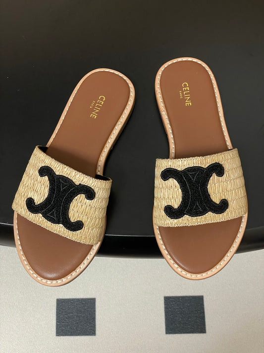 25ss Spring and Summer New Retro Straw Slippers