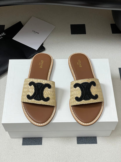 25ss Spring and Summer New Retro Straw Slippers