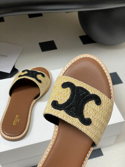 25ss Spring and Summer New Retro Straw Slippers