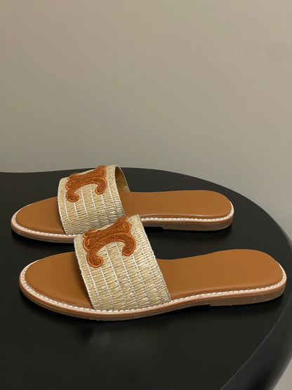 25ss Spring and Summer New Retro Straw Slippers