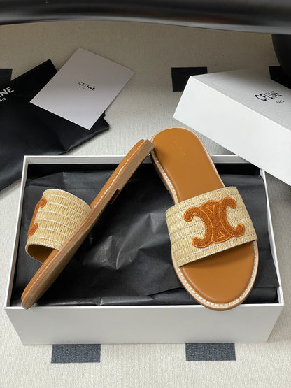 25ss Spring and Summer New Retro Straw Slippers
