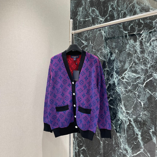 L 25 Early Fall New V-neck Jacquard Knit Cardigan