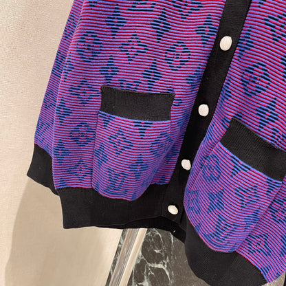L 25 Early Fall New V-neck Jacquard Knit Cardigan