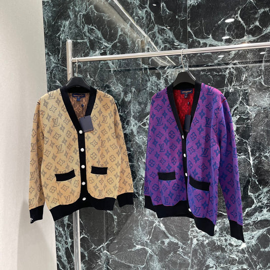 L 25 Early Fall New V-neck Jacquard Knit Cardigan