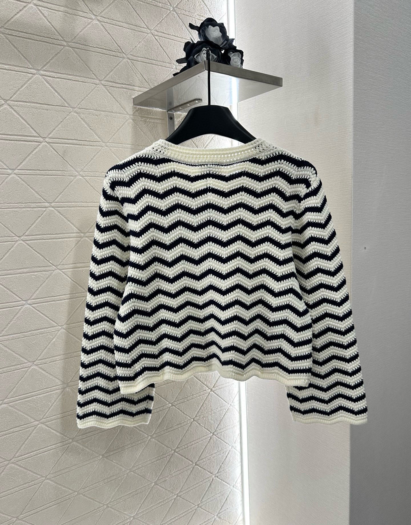 2025 Autumn New Striped Knitted Cardigan Short Skirt Set