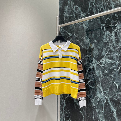 25 Early Autumn New Contrast Striped Long Sleeve Top