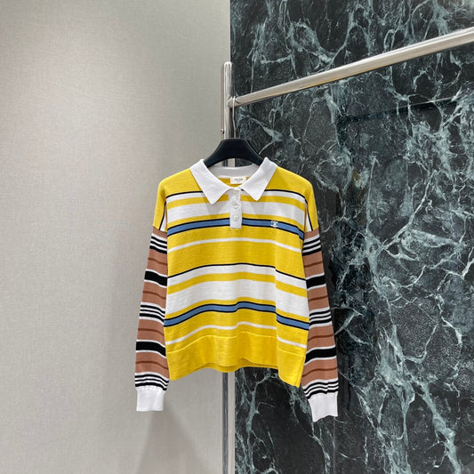 25 Early Autumn New Contrast Striped Long Sleeve Top