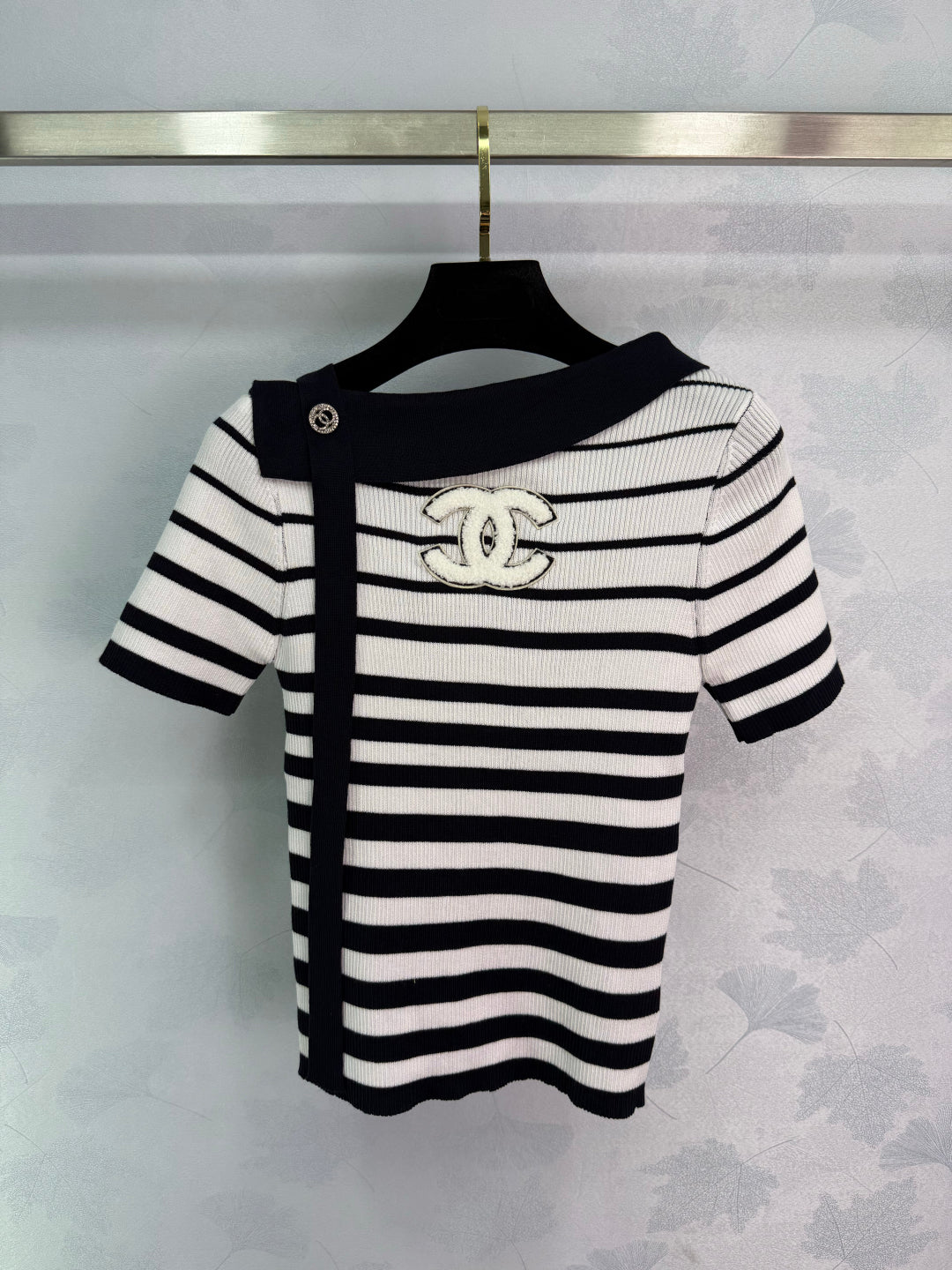 2025 Early Autumn New Ribbon Knitted Striped Short Sleeves