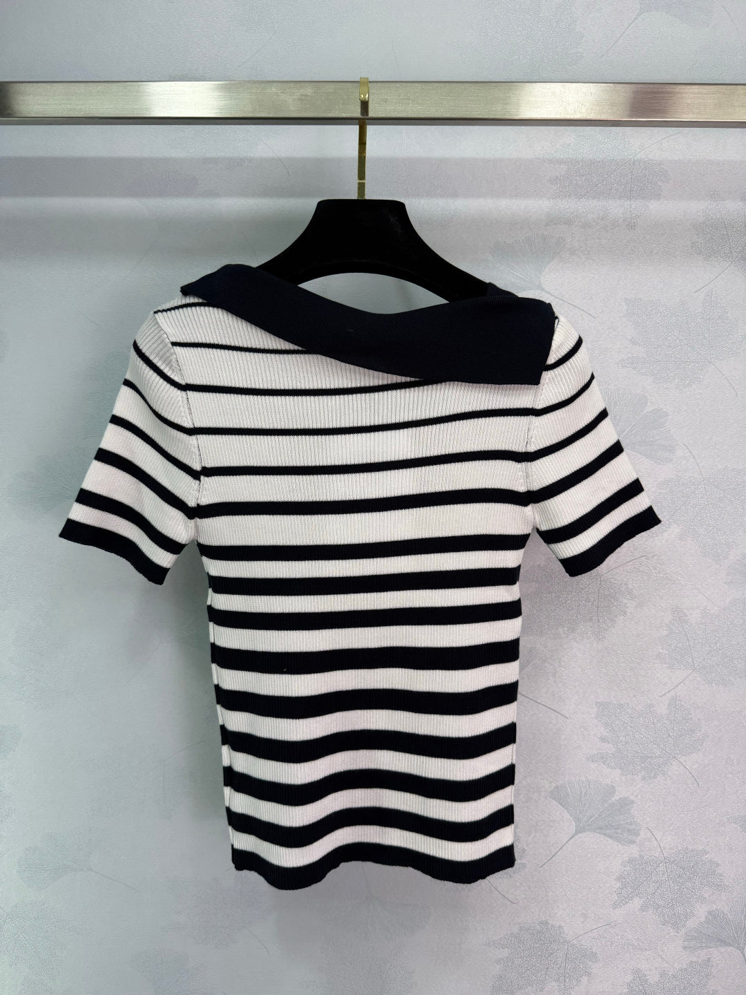 2025 Early Autumn New Ribbon Knitted Striped Short Sleeves