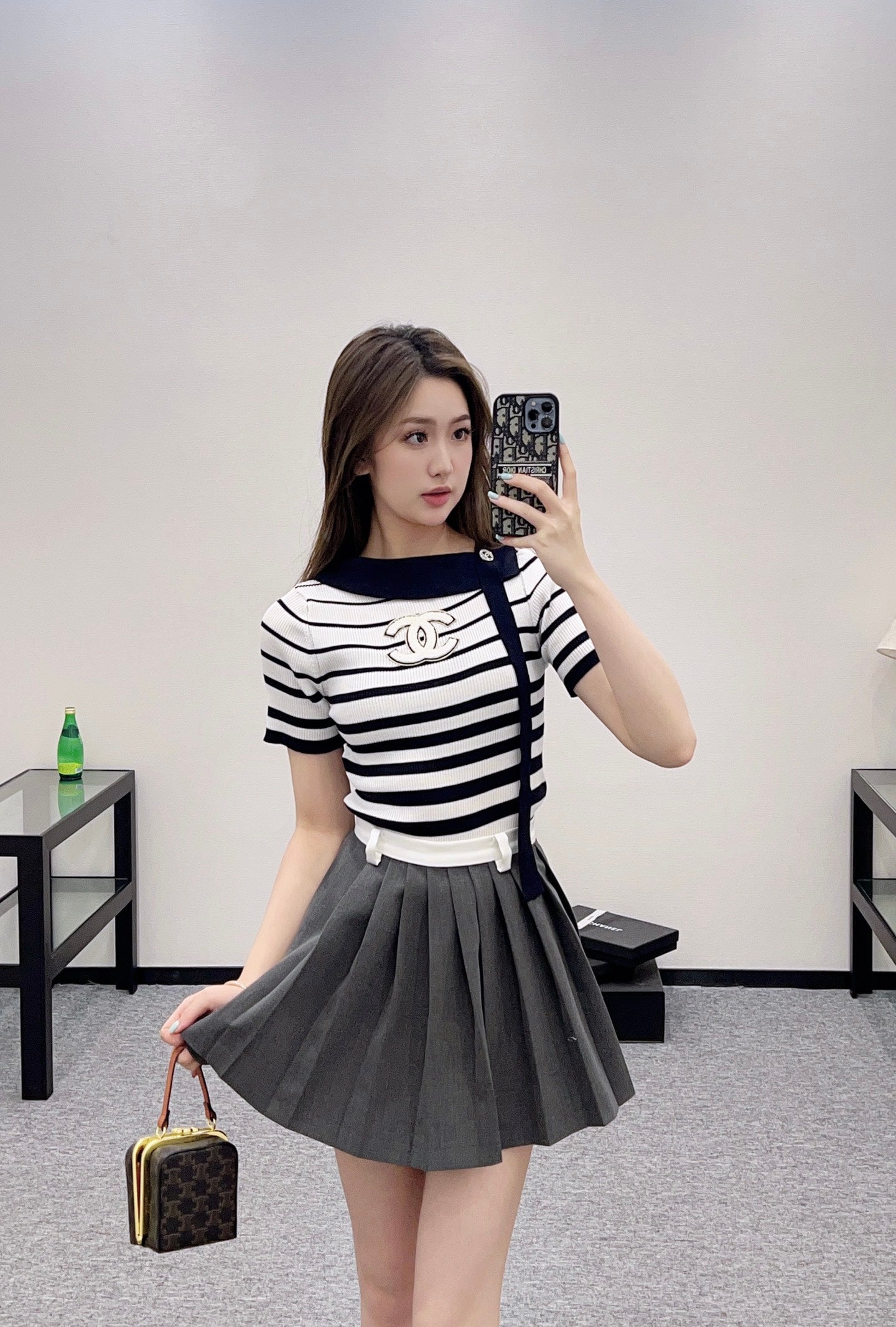2025 Early Autumn New Ribbon Knitted Striped Short Sleeves