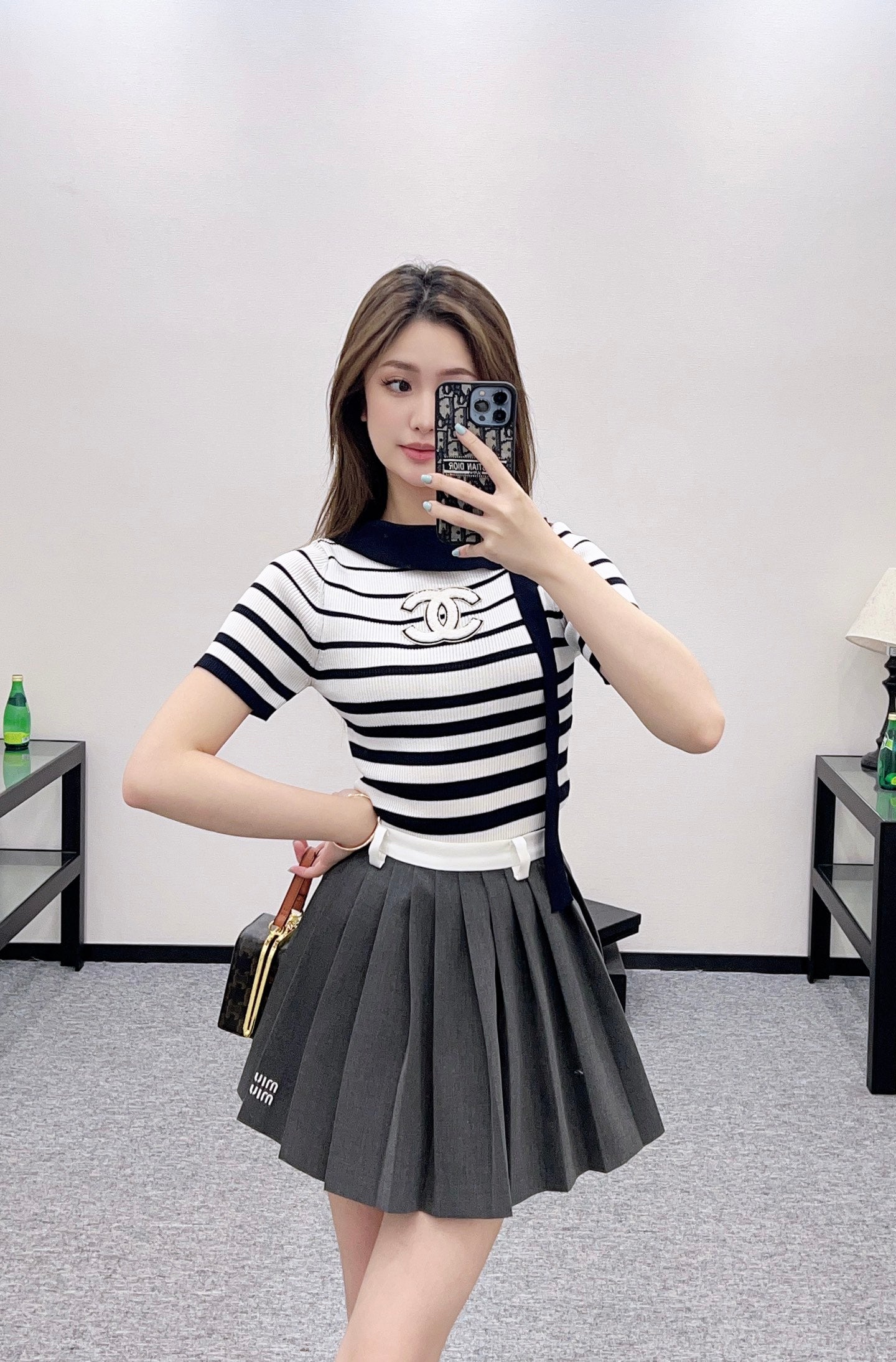 2025 Early Autumn New Ribbon Knitted Striped Short Sleeves