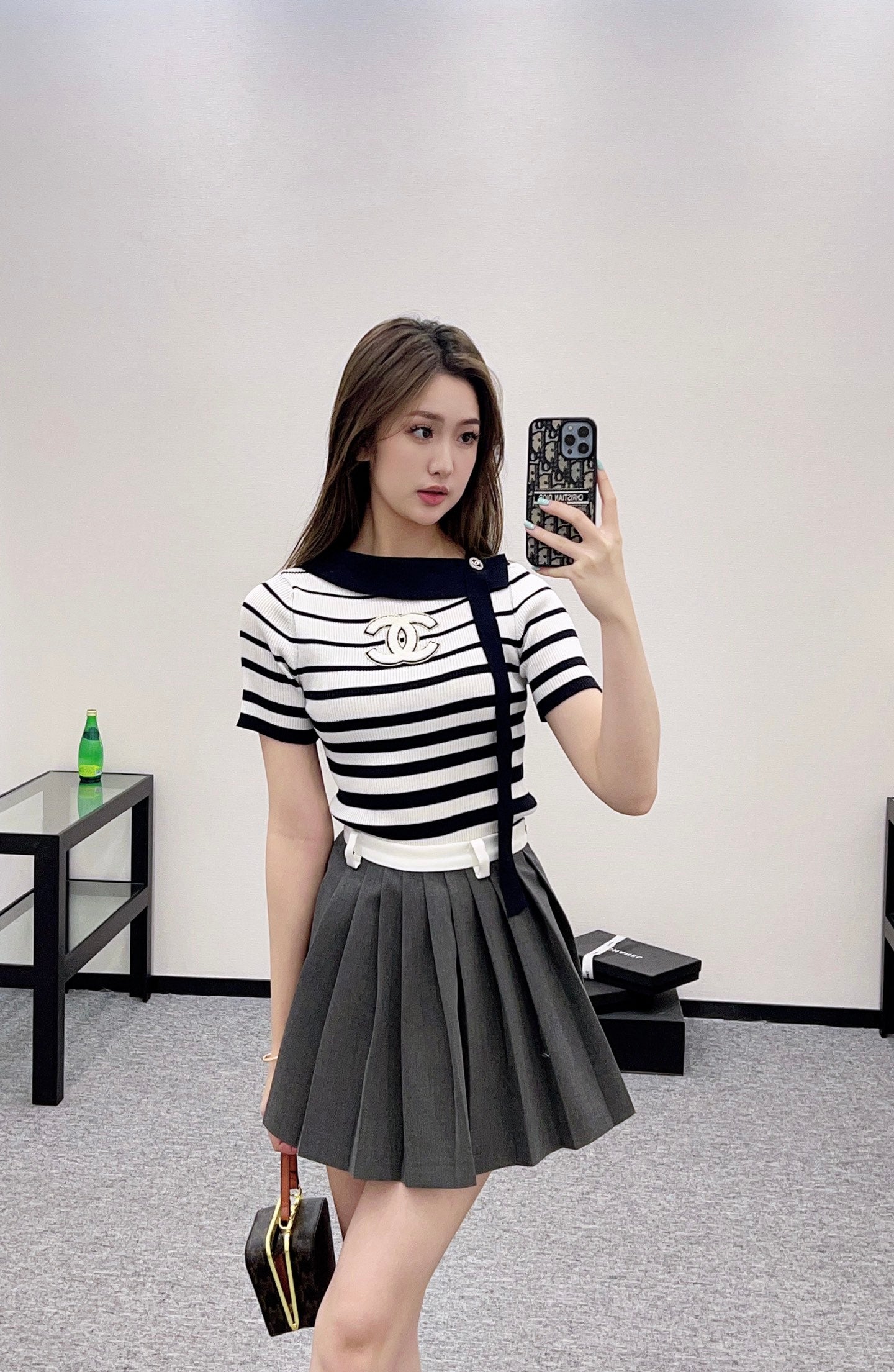 2025 Early Autumn New Ribbon Knitted Striped Short Sleeves