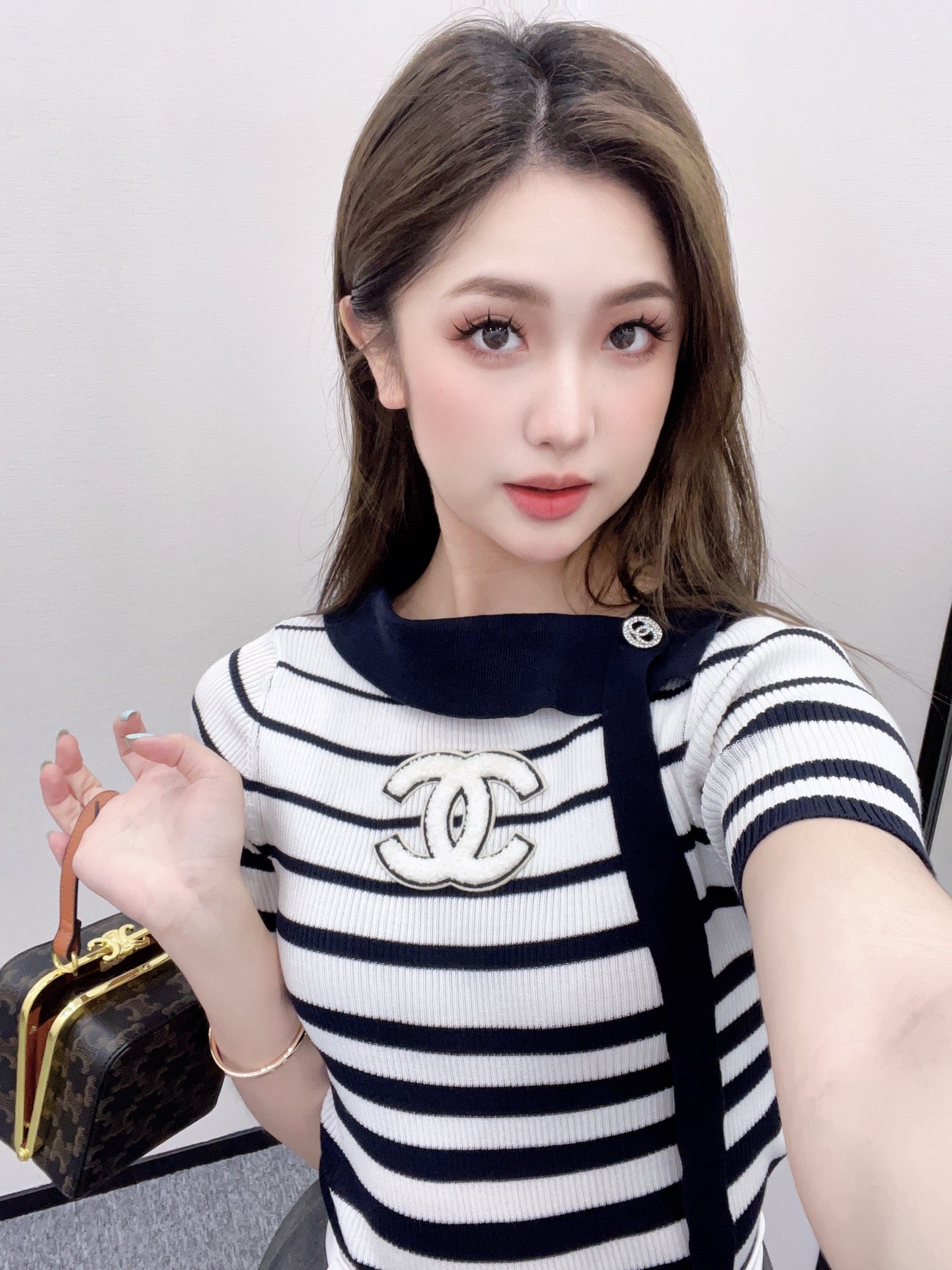 2025 Early Autumn New Ribbon Knitted Striped Short Sleeves