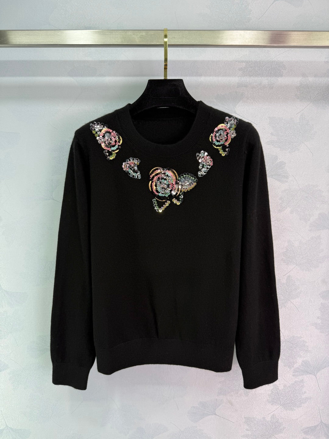 25 New autumn heavy beaded round neck sweater