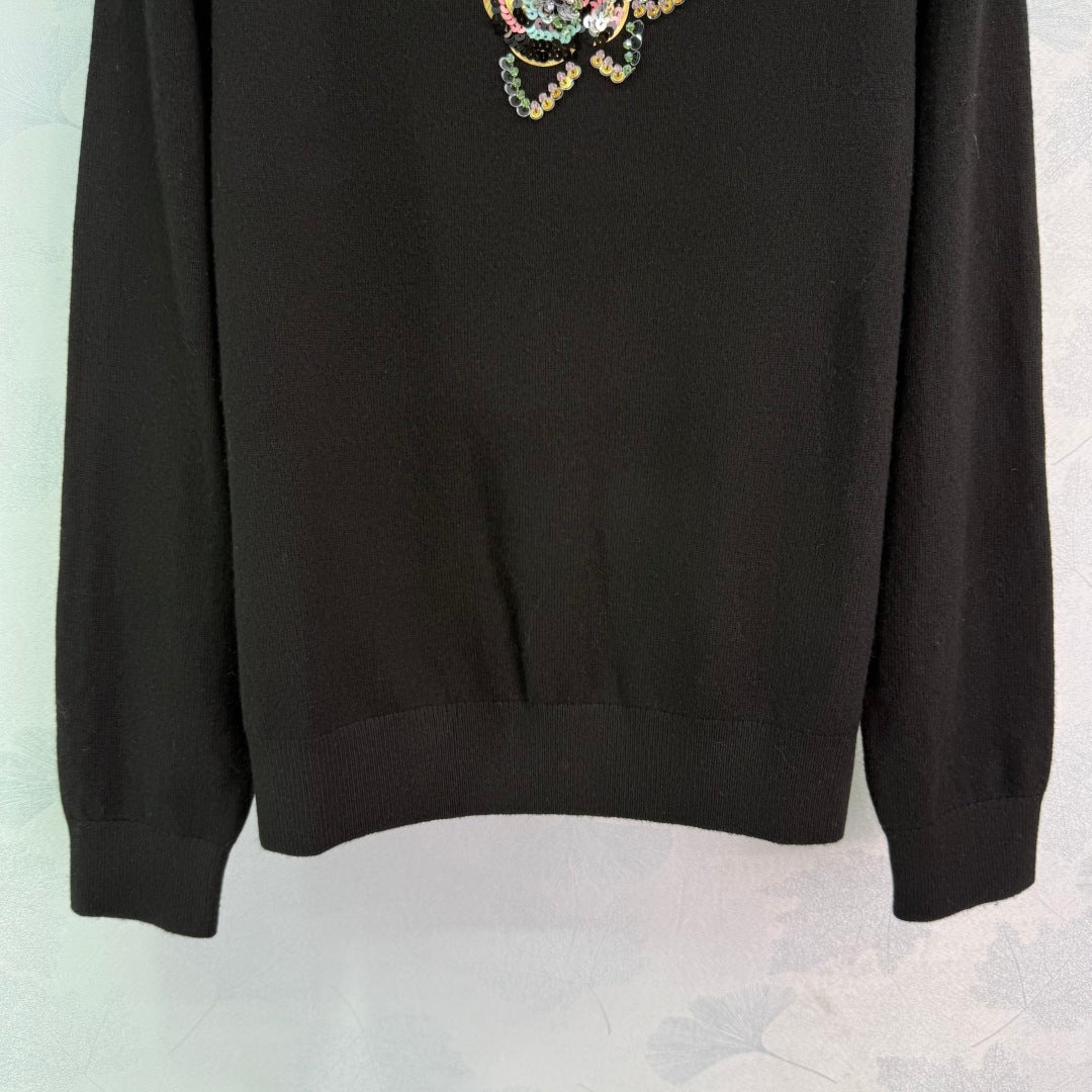 25 New autumn heavy beaded round neck sweater