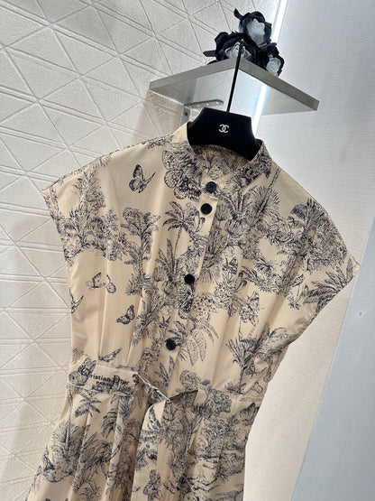 2025 Autumn New Lapel Wide Sleeve Print Dress