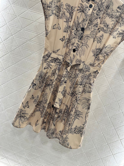 2025 Autumn New Lapel Wide Sleeve Print Dress