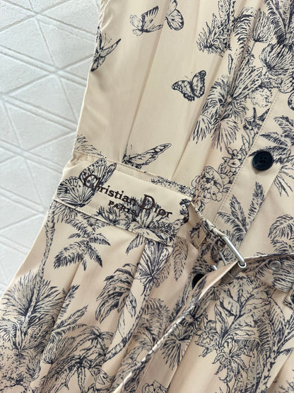 2025 Autumn New Lapel Wide Sleeve Print Dress
