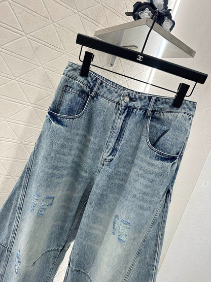 2025 Autumn New Ripped loose-fitting Machete jeans