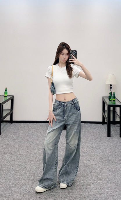 2025 Autumn New Ripped loose-fitting Machete jeans