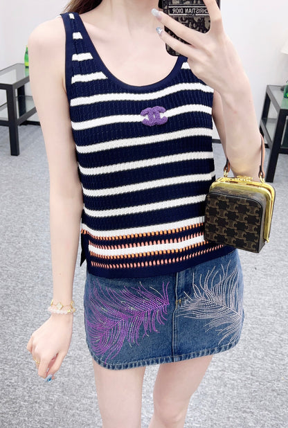 2025 Autumn New Striped knitted vest